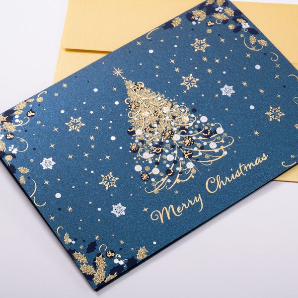 [EA07] EASE Christmas Blue Gold Christmas Tree - EASE__korean_sticker_stationery