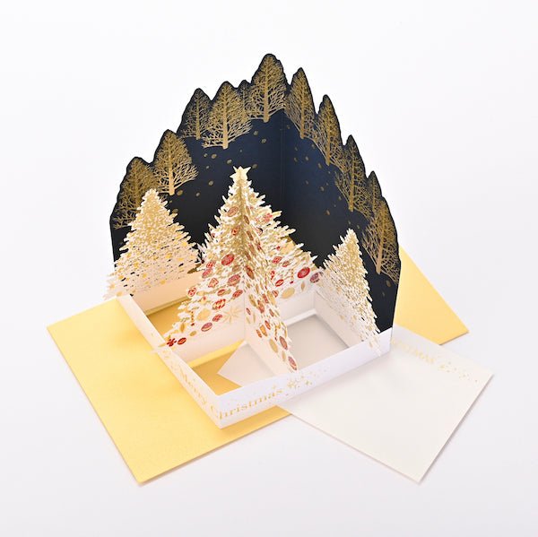 [EA14] EASE Laser Cut White Christmas Forest Park Card - EASE__korean_sticker_stationery