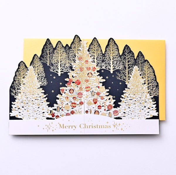 [EA14] EASE Laser Cut White Christmas Forest Park Card - EASE__korean_sticker_stationery