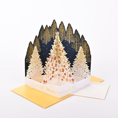 [EA14] EASE Laser Cut White Christmas Forest Park Card - EASE__korean_sticker_stationery