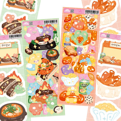 [FT04] Fantafore My Slow Food - Mala Rose Tteokbokki & Galbi Sticker Pack (Single/Pack) - Fantafore_FT04 - Pack_korean_sticker_stationery