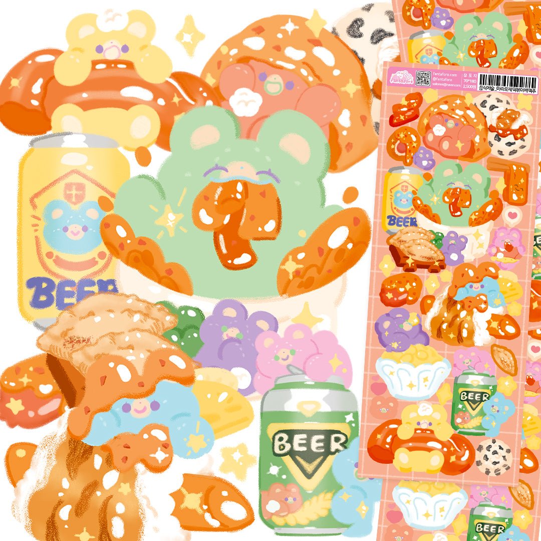 [FT04] Fantafore My Slow Food - Mala Rose Tteokbokki & Galbi Sticker Pack (Single/Pack) - Fantafore_FT04S2 - Tteokbokki Sticker Sheet_korean_sticker_stationery