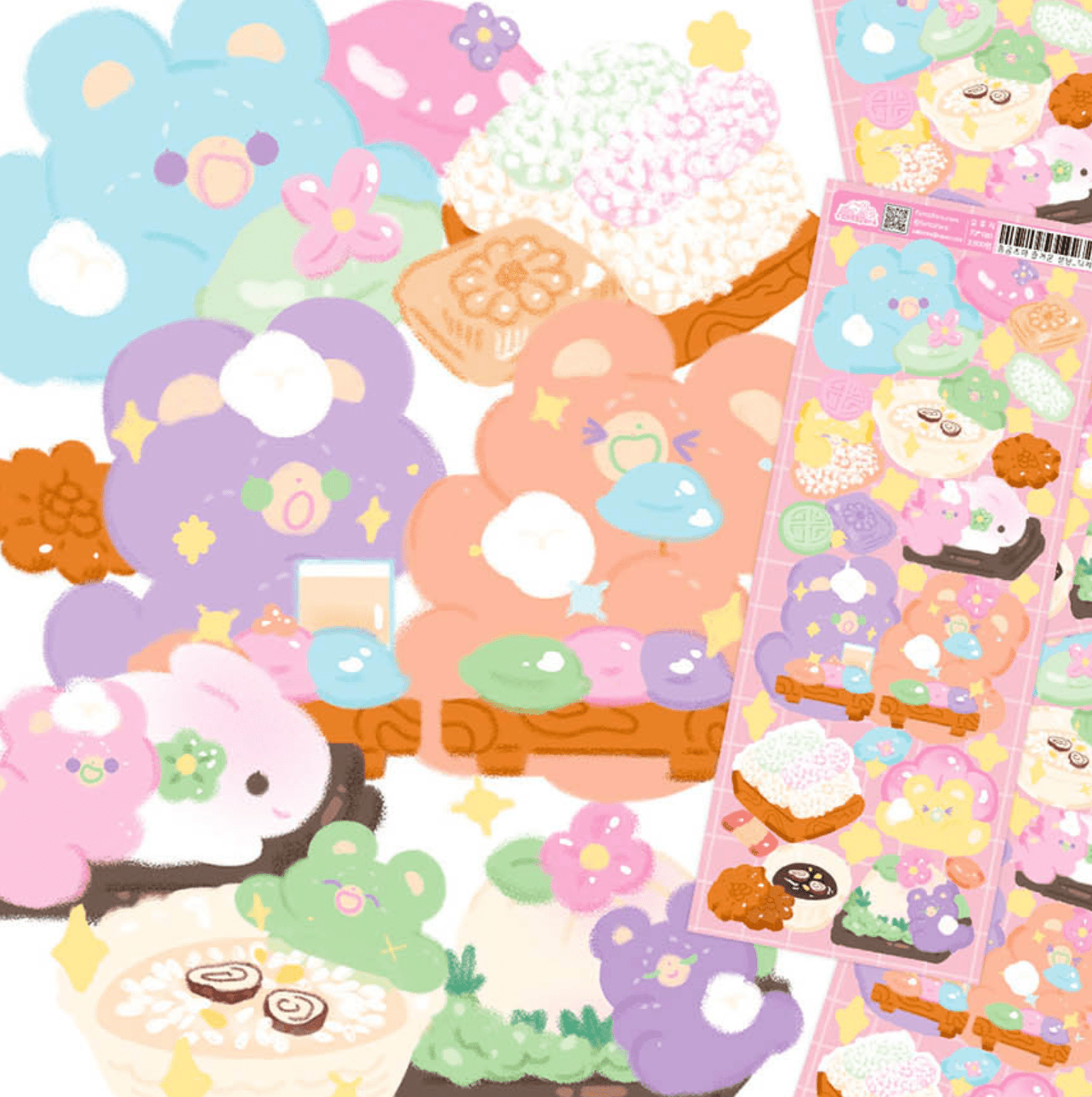 [FT05] Fantafore Zombear's New Year Food Sticker Pack (Single/Pack) - Fantafore_FT05S2 - New Year Dessert Sticker Sheet_korean_sticker_stationery