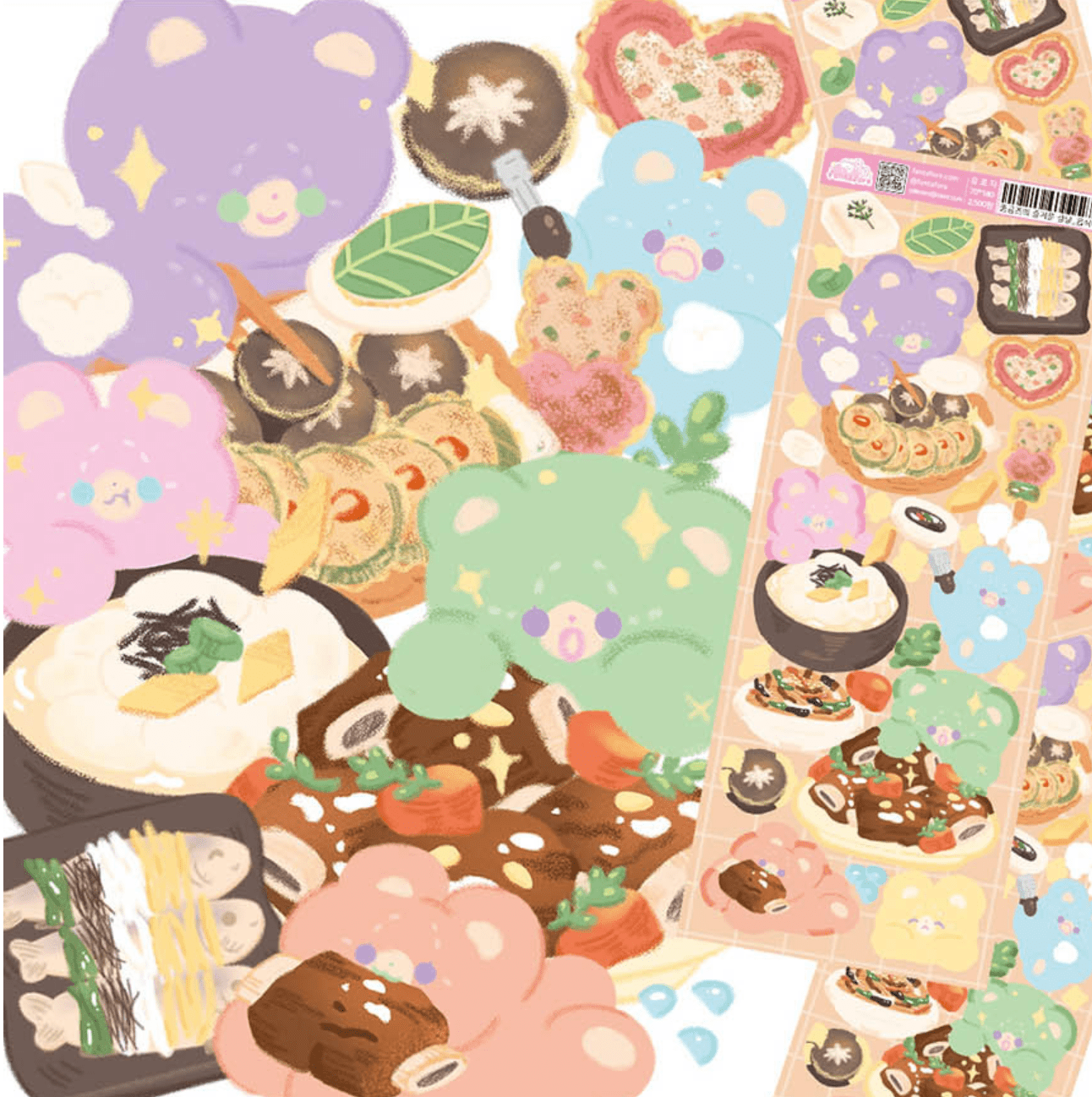 [FT05] Fantafore Zombear's New Year Food Sticker Pack (Single/Pack) - Fantafore_FT05S1 - New Year Food Sticker Sheet_korean_sticker_stationery