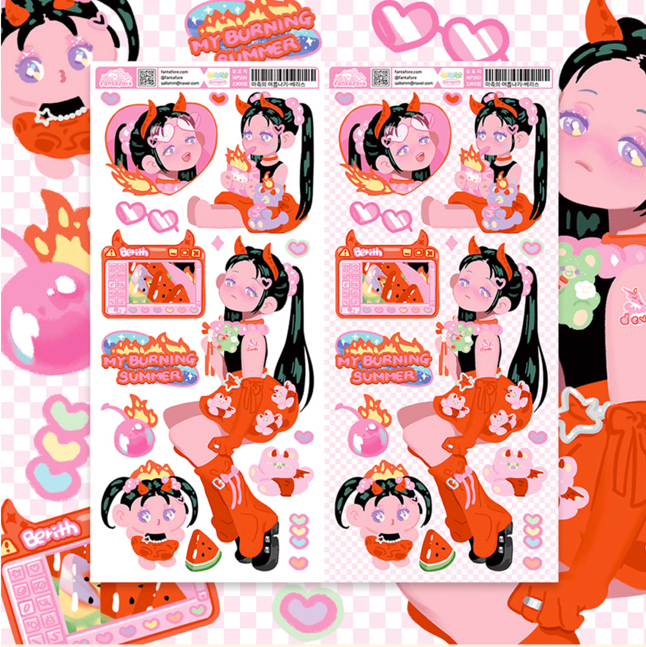 [FT23] Fantafore Devil Girl's Summer Survival Sticker Pack (Single/Pack) - Fantafore_FT23S2 - Devil Girl Berith_korean_sticker_stationery