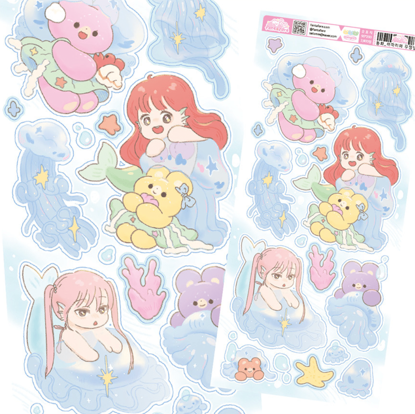 [FT28] Fantafore Siren and Jellyfish Sticker Pack (Single/Pack) - Fantafore_FT28S2 - Hanging Out with Jellyfish_korean_sticker_stationery