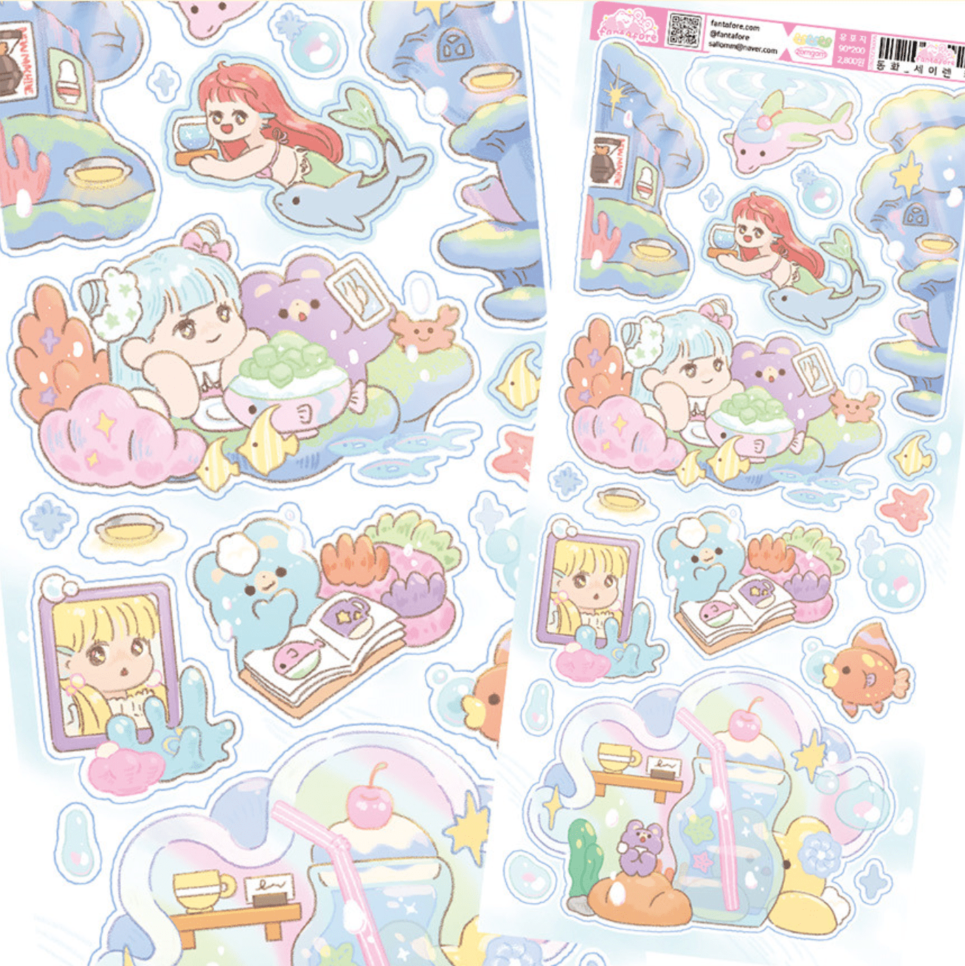 [FT28] Fantafore Siren and Jellyfish Sticker Pack (Single/Pack) - Fantafore_FT28S1 - Siren Cafe_korean_sticker_stationery