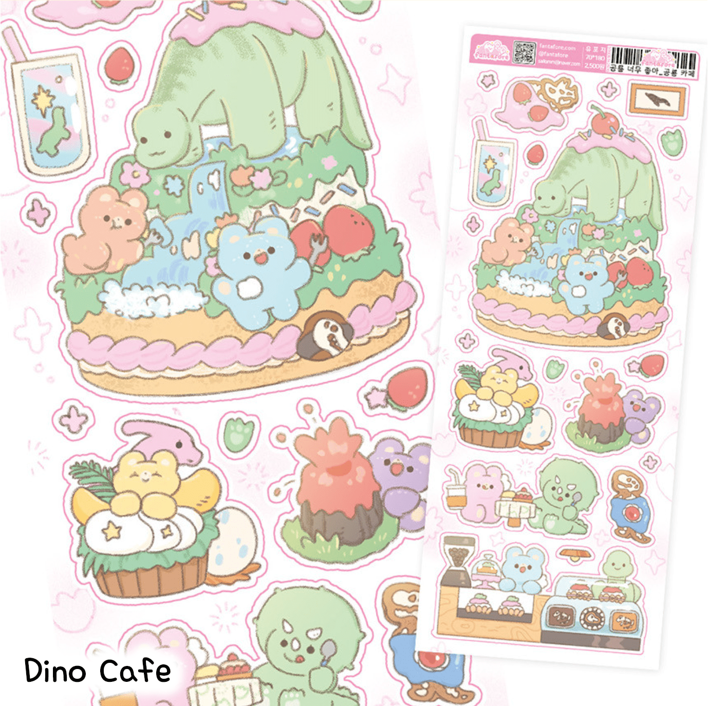 [FT29] Fantafore I Love Dinosaur Sticker Pack (Single/Pack) - Fantafore_FT29S2 - Dino Cafe_korean_sticker_stationery