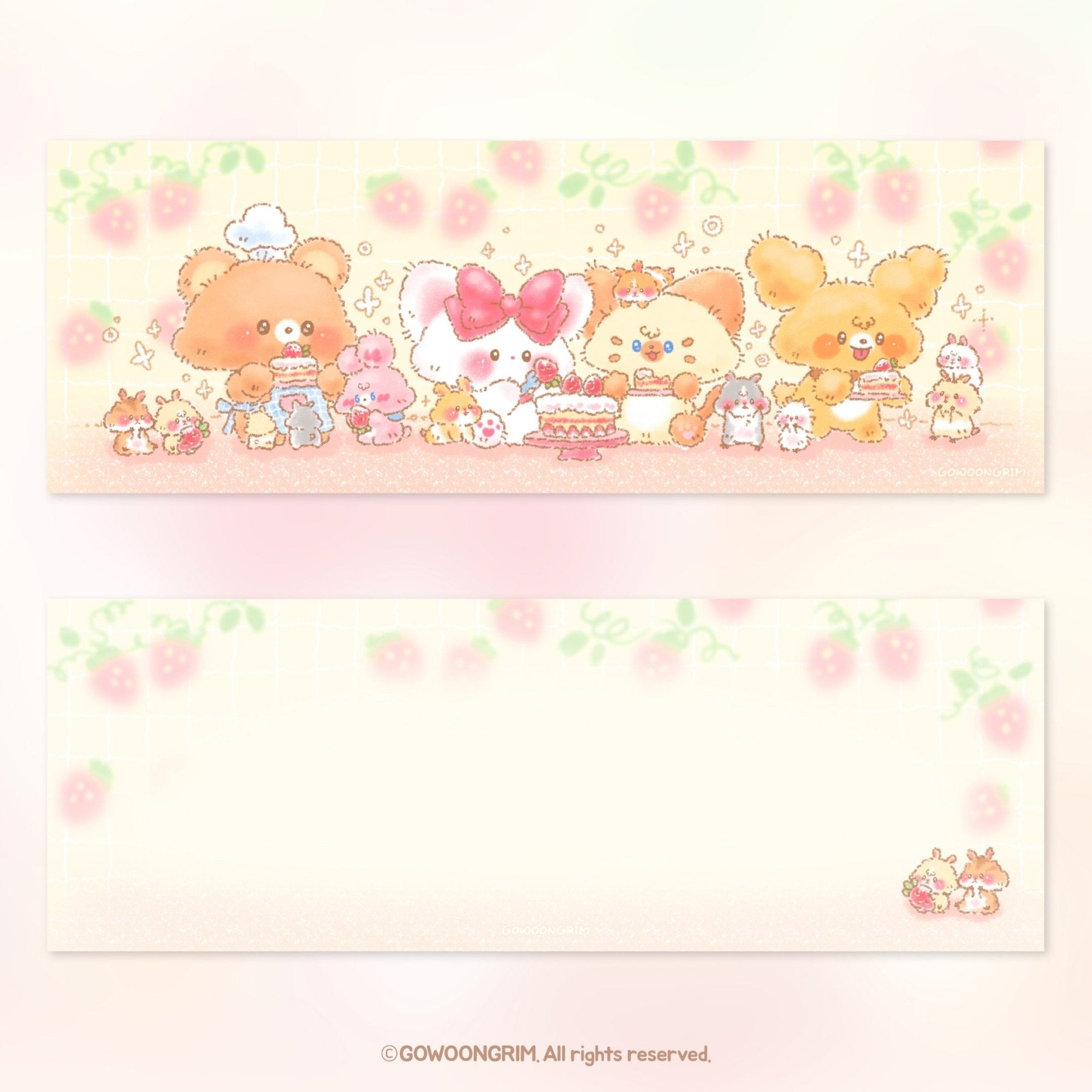 [GO48] Gowoongrim Strawberry Cake Party Postcard/Envelope Set - Gowoongrim__korean_sticker_stationery