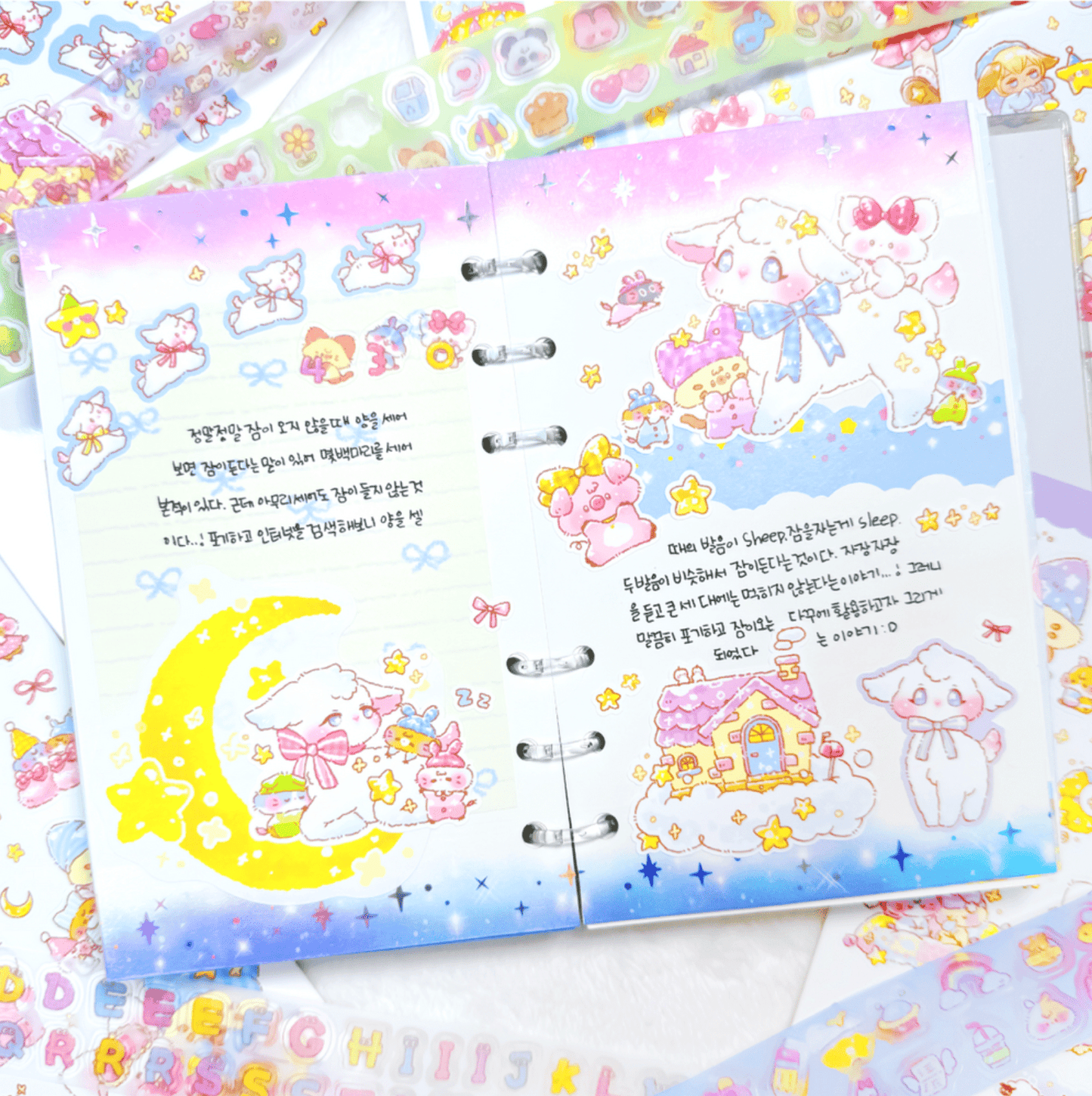 [GO59] Gowoongrim 'Goodnight' Sticker Pack (Pack/Singles) - Gowoongrim_GO59S3 - Counting Sheep (Blue)_korean_sticker_stationery