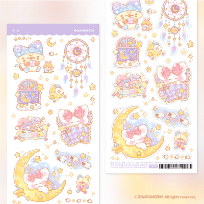 [GO59] Gowoongrim 'Goodnight' Sticker Pack (Pack/Singles) - Gowoongrim_GO59S1 - Goodnight (Purple)_korean_sticker_stationery