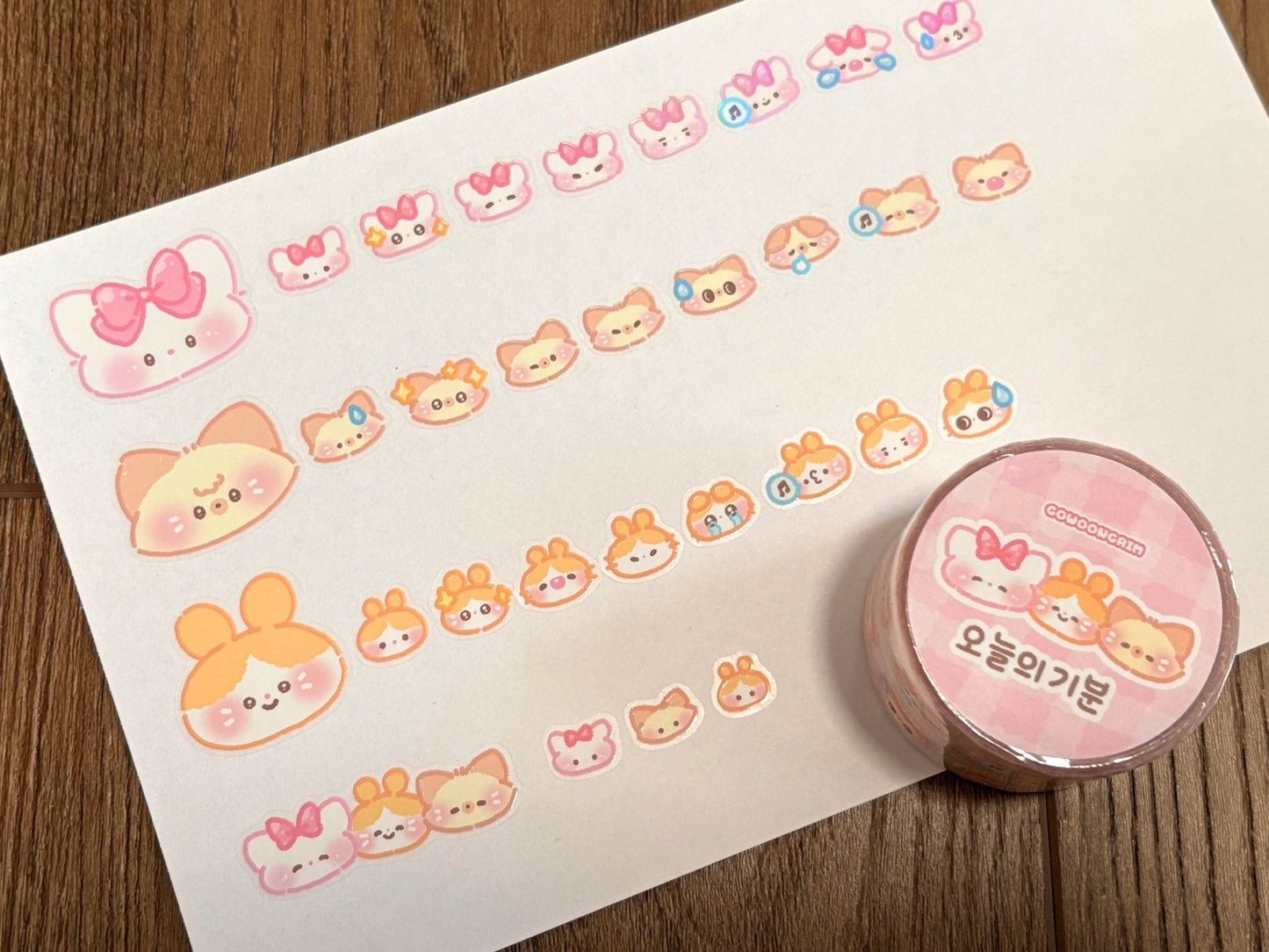 [GO69] Gowoongrim 'Today's Emotions' Kisscut Masking Tape - Gowoongrim__korean_sticker_stationery