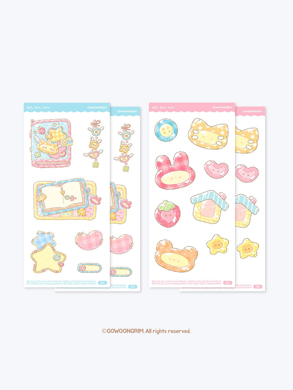 [GO74] Gowoongrim 'Button Fairy' Sticker Pack (Pack/Singles) - Gowoongrim_GO74S4 - Memo Stickers (4)_korean_sticker_stationery