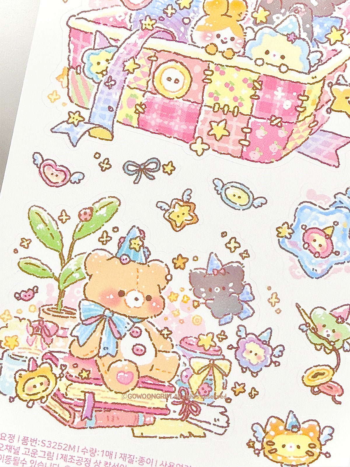[GO74] Gowoongrim 'Button Fairy' Sticker Pack (Pack/Singles) - Gowoongrim_GO74S4 - Memo Stickers (4)_korean_sticker_stationery