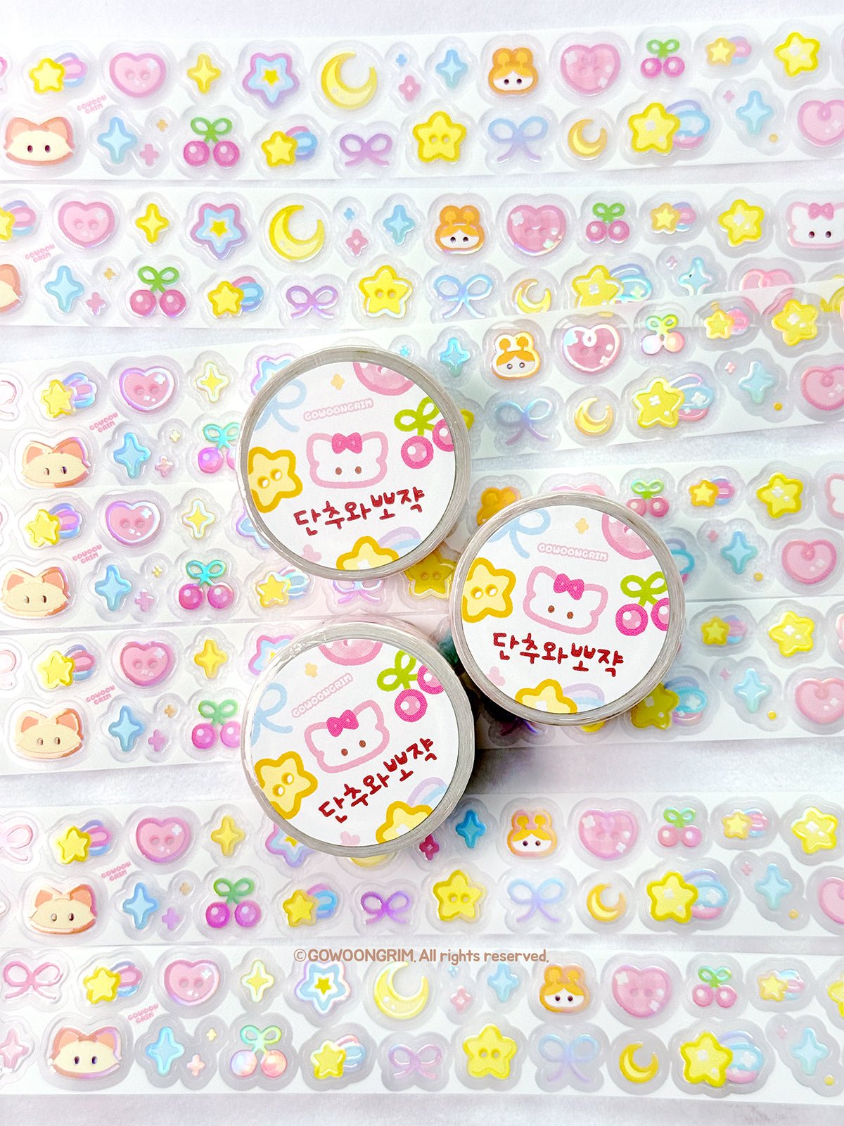 [GO78] Gowoongrim 'Shiny Cotton Candy/Collecting Buttons/Petite Buttons/Snowflake' Kisscut Masking Tape (options) - Gowoongrim_GO78S4 - Snowflake_korean_sticker_stationery