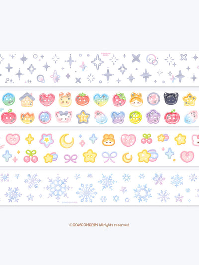 [GO78] Gowoongrim 'Shiny Cotton Candy/Collecting Buttons/Petite Buttons/Snowflake' Kisscut Masking Tape (options) - Gowoongrim_GO78S1 - Shiny Cotton Candy_korean_sticker_stationery