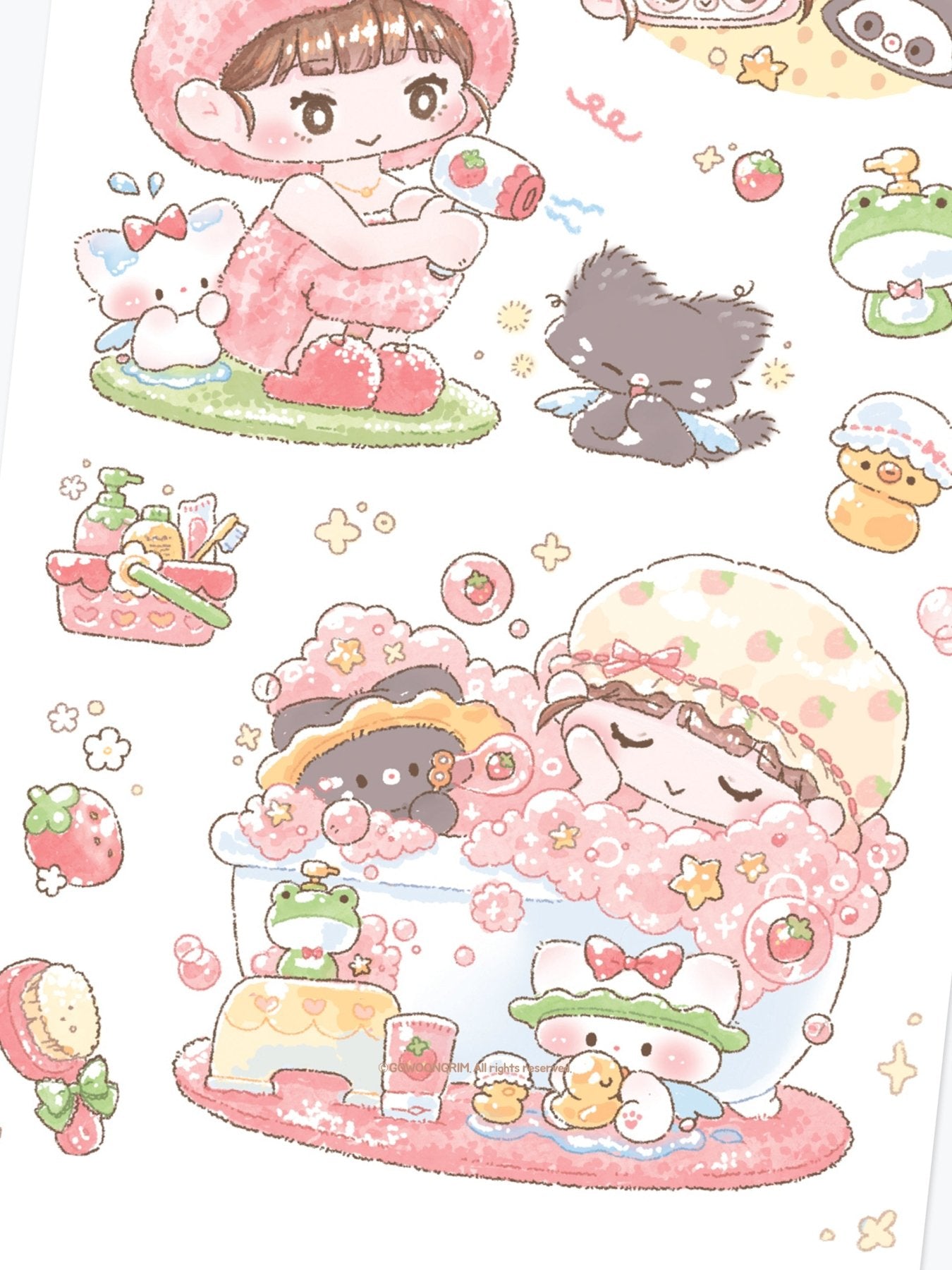 [GO84] NEW Gowoongrim 'Clean up!' Sticker Pack (Pack/Singles) - Gowoongrim_GO84S2 - Strawbery Scented Bath_korean_sticker_stationery