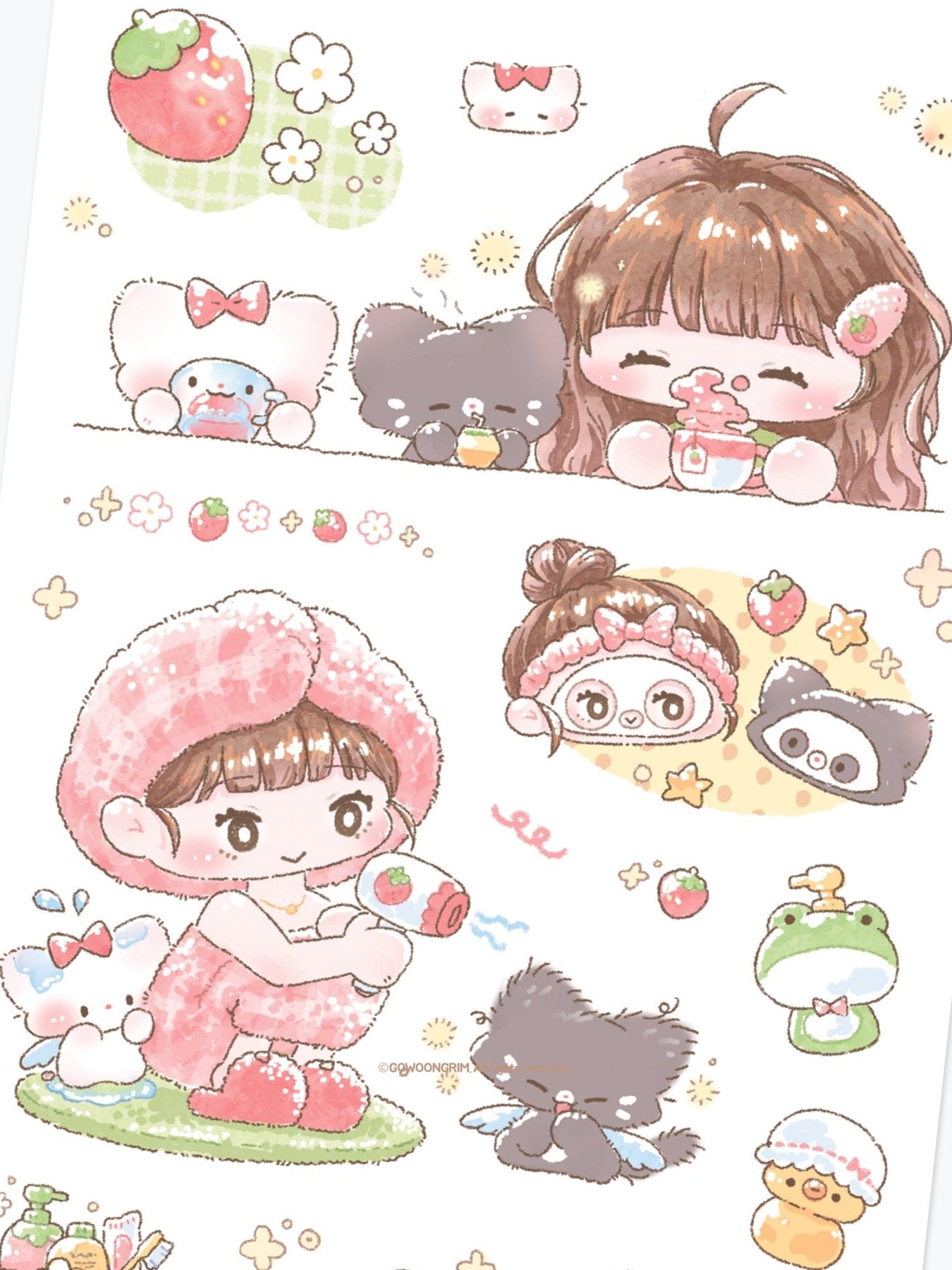 [GO84] NEW Gowoongrim 'Clean up!' Sticker Pack (Pack/Singles) - Gowoongrim_GO84S2 - Strawbery Scented Bath_korean_sticker_stationery