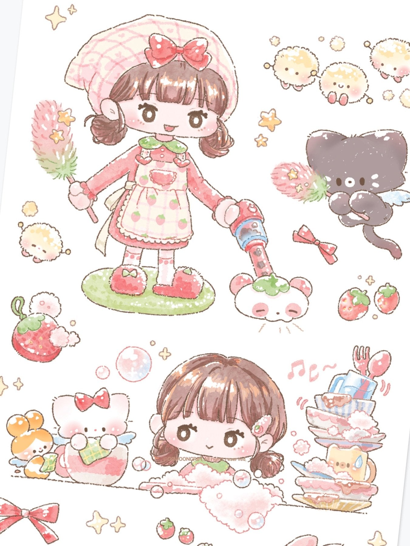 [GO84] NEW Gowoongrim 'Clean up!' Sticker Pack (Pack/Singles) - Gowoongrim_GO84S2 - Strawbery Scented Bath_korean_sticker_stationery
