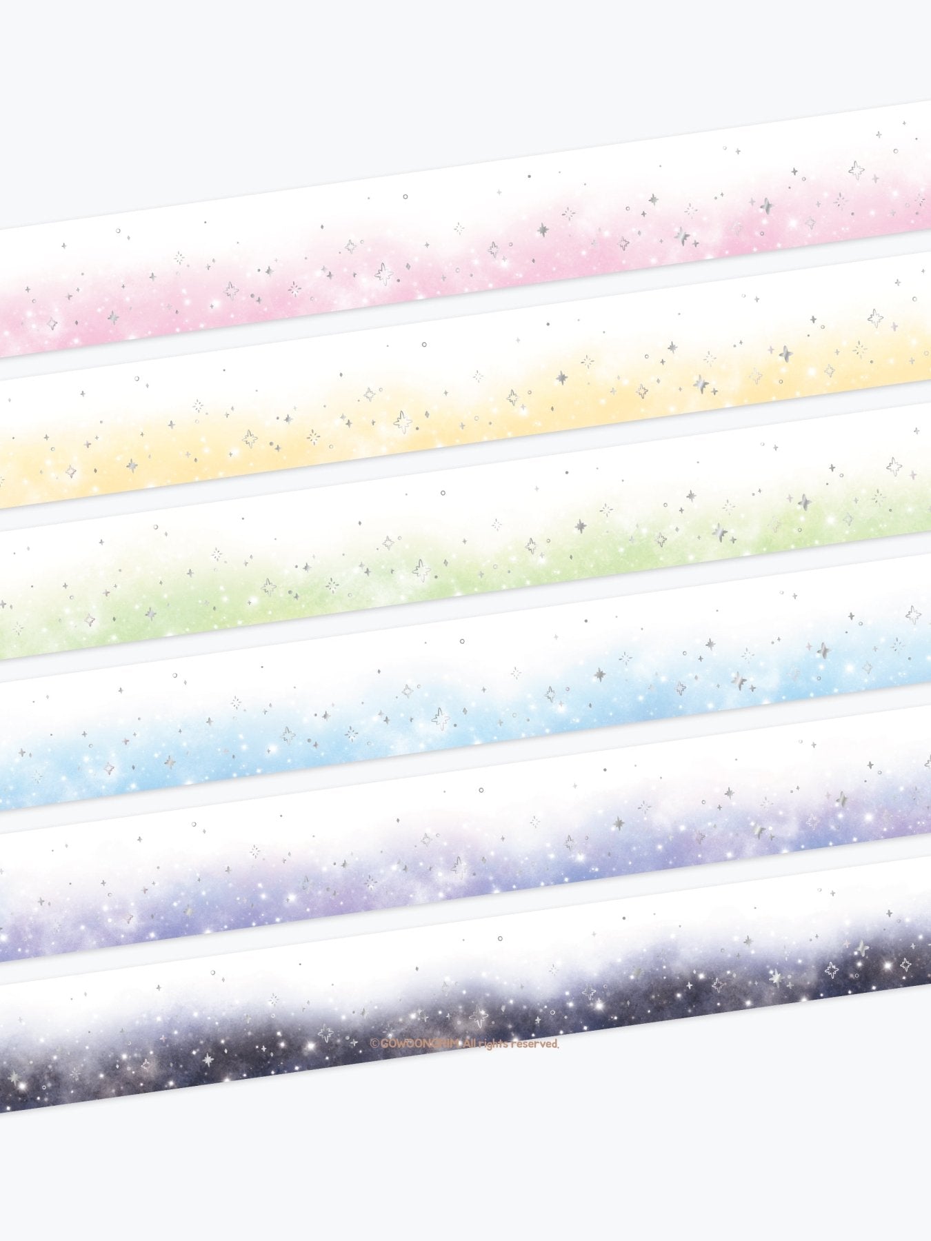 [GO85] NEW Gowoongrim 'Soft Blend' Silver Foil Masking Tapes (options) - Gowoongrim_GO85S4 - Sky (Blue)_korean_sticker_stationery