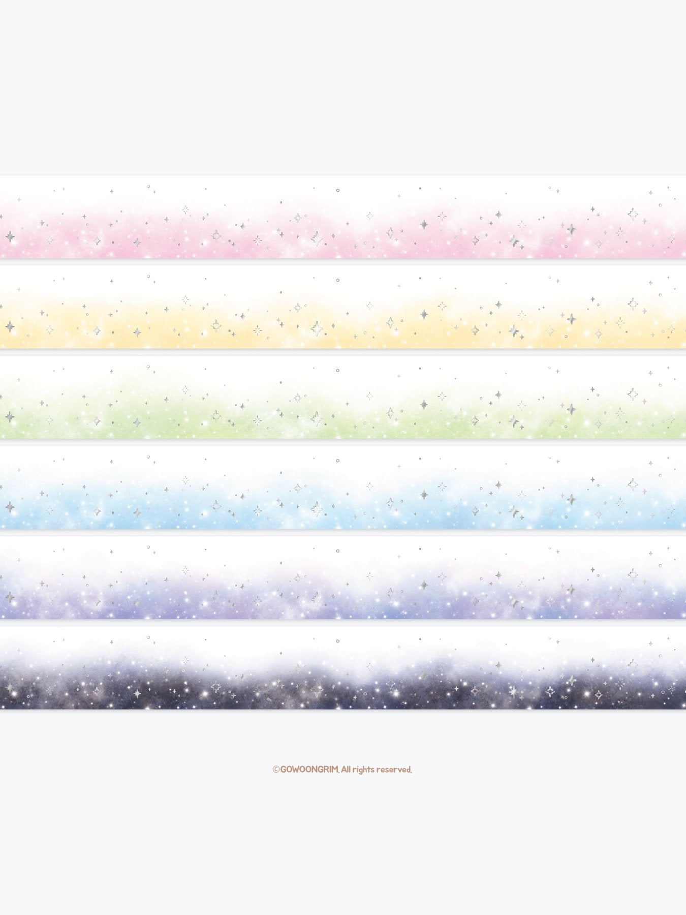 [GO85] NEW Gowoongrim 'Soft Blend' Silver Foil Masking Tapes (options) - Gowoongrim_GO85S4 - Sky (Blue)_korean_sticker_stationery