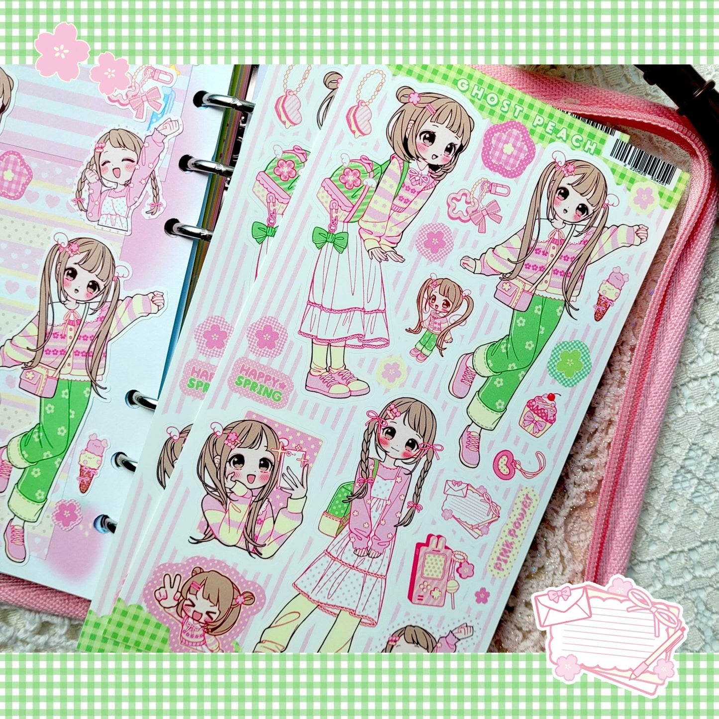 [GP01] NEW Ghost Peach 'Spring Spring Friends' Sticker Sheet - Ghost Peach__korean_sticker_stationery
