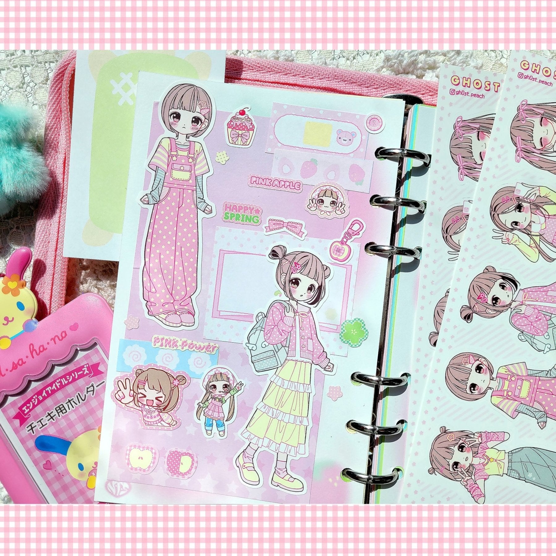 [GP02] NEW Ghost Peach 'Pink Spring Spring Lookbook' Sticker Sheet - Ghost Peach__korean_sticker_stationery