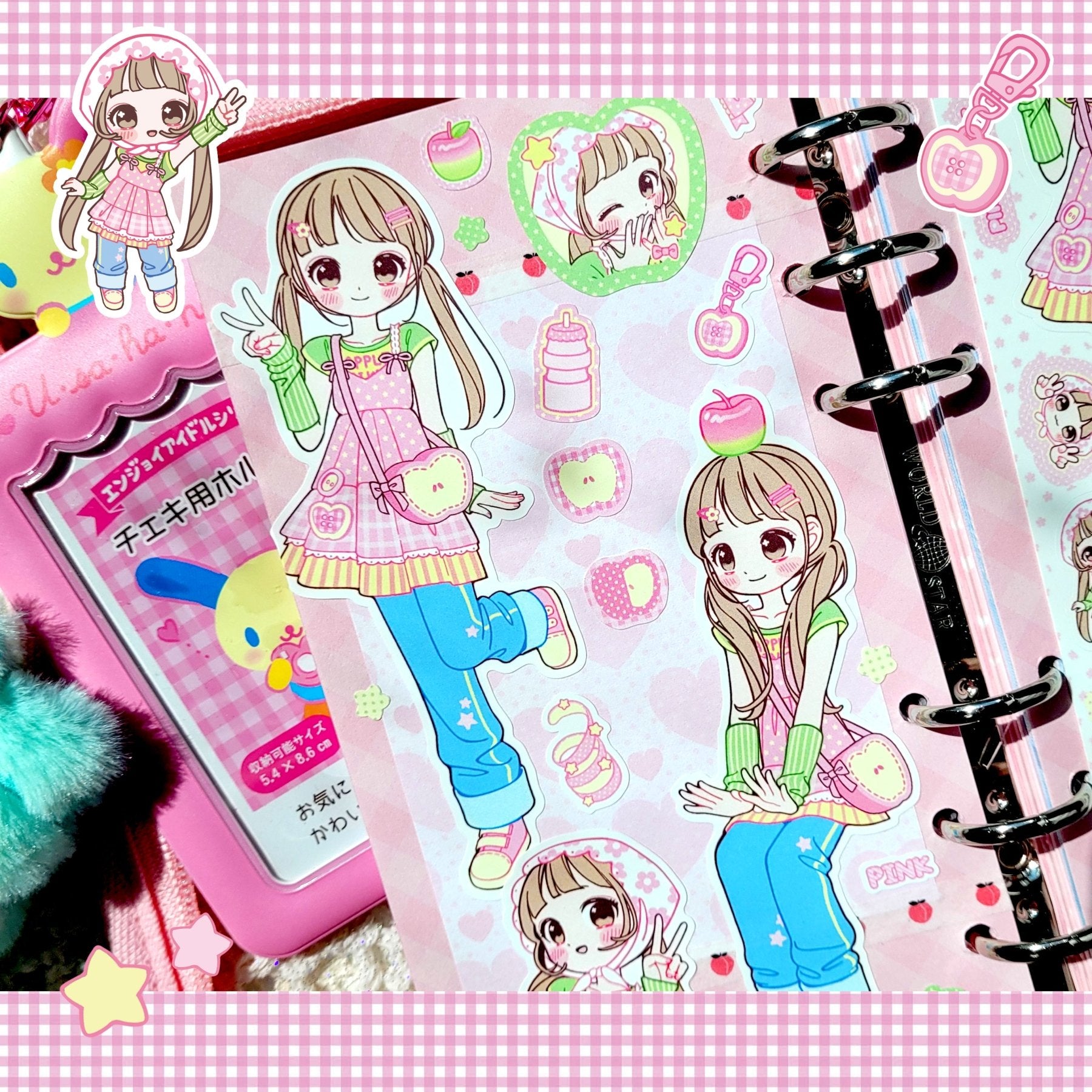 [GP03] NEW Ghost Peach 'Pink Apple Girl' Sticker Sheet - Ghost Peach__korean_sticker_stationery