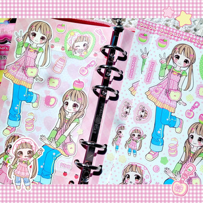 [GP03] NEW Ghost Peach 'Pink Apple Girl' Sticker Sheet - Ghost Peach__korean_sticker_stationery