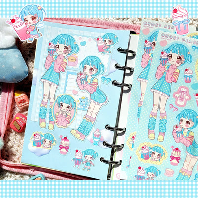 [GP04] NEW Ghost Peach 'Pink Soda Cream Latte' Sticker Sheet - Ghost Peach__korean_sticker_stationery
