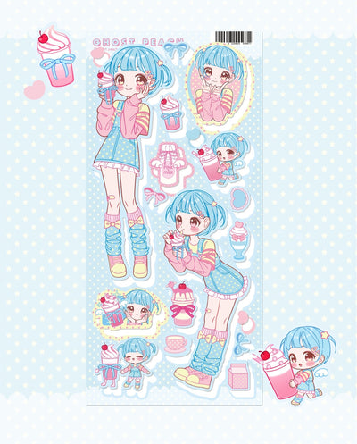 [GP04] NEW Ghost Peach 'Pink Soda Cream Latte' Sticker Sheet - Ghost Peach__korean_sticker_stationery