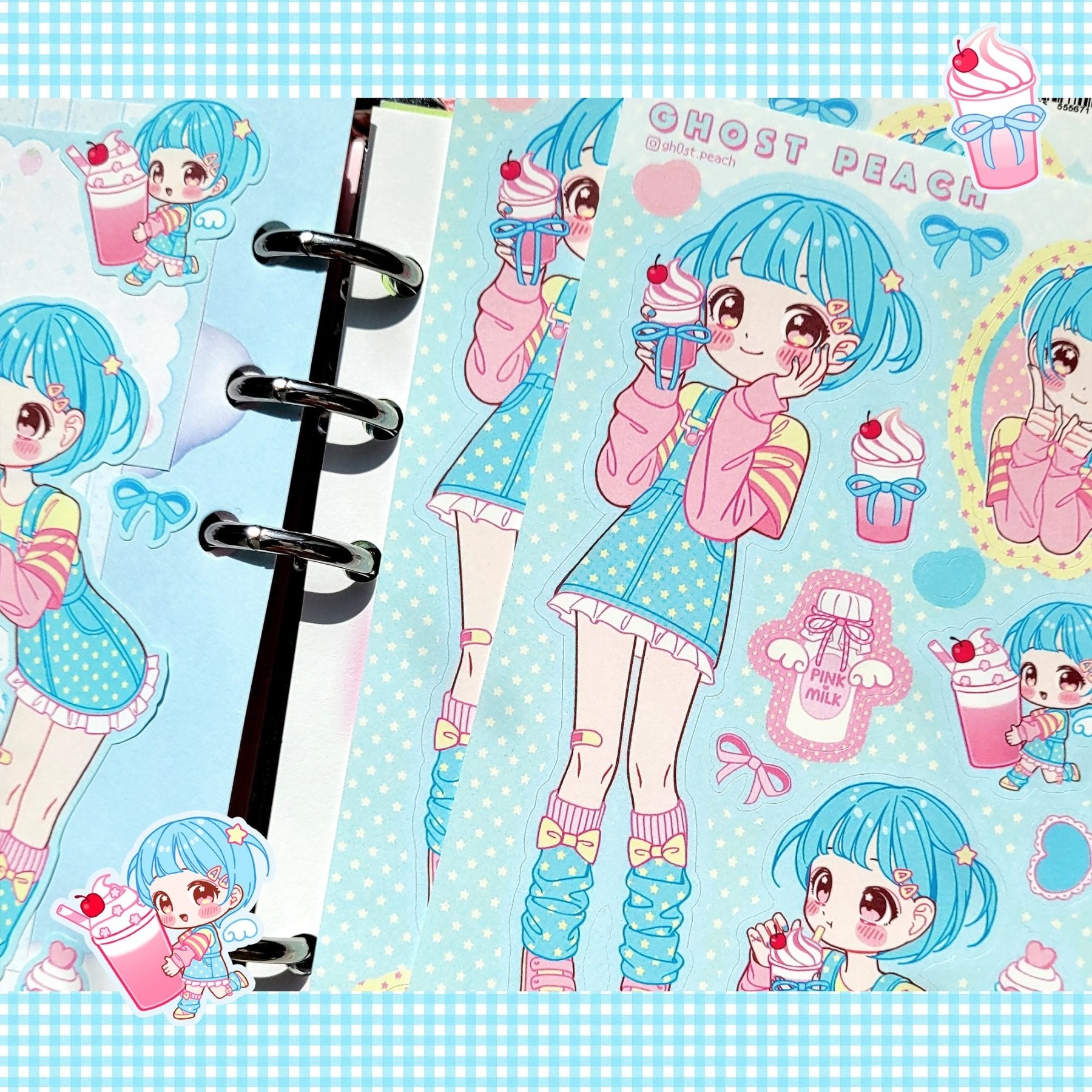 [GP04] NEW Ghost Peach 'Pink Soda Cream Latte' Sticker Sheet - Ghost Peach__korean_sticker_stationery