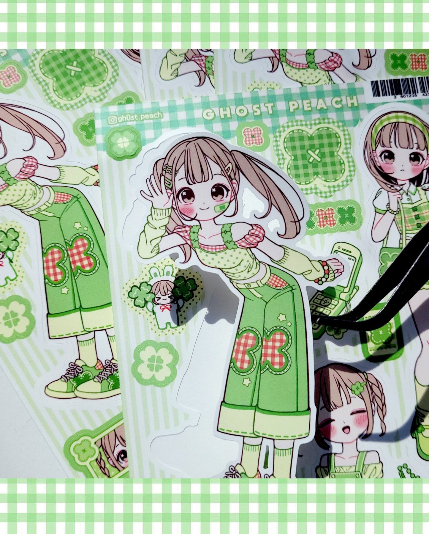 [GP05] NEW Ghost Peach 'Clover Friends' Sticker Sheet - Ghost Peach__korean_sticker_stationery
