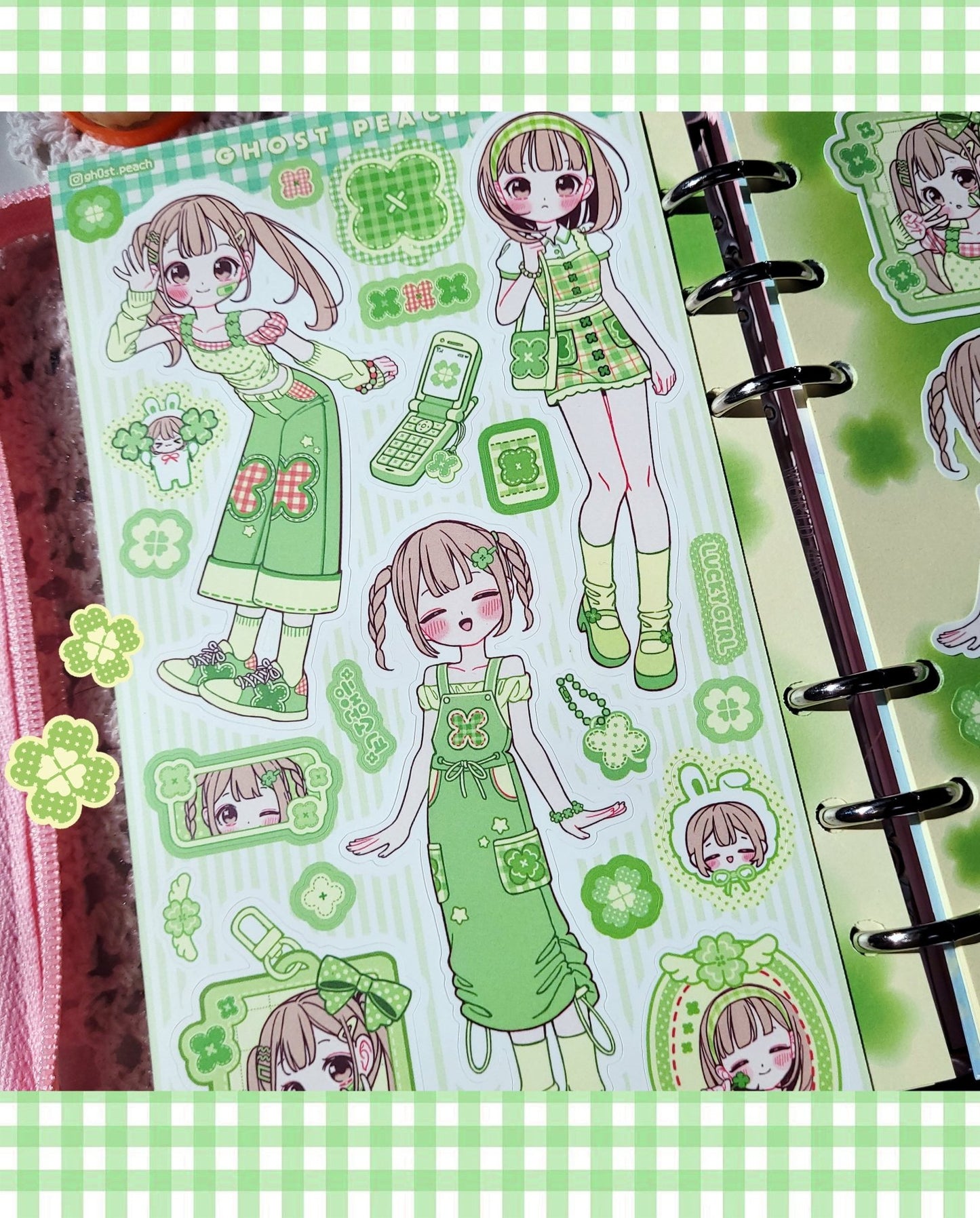 [GP05] NEW Ghost Peach 'Clover Friends' Sticker Sheet - Ghost Peach__korean_sticker_stationery