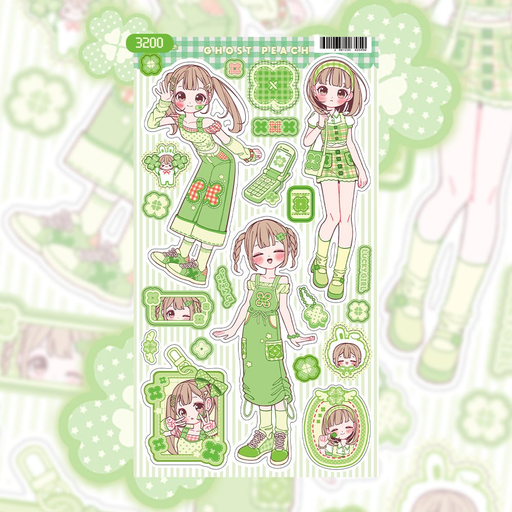 [GP05] NEW Ghost Peach 'Clover Friends' Sticker Sheet - Ghost Peach__korean_sticker_stationery