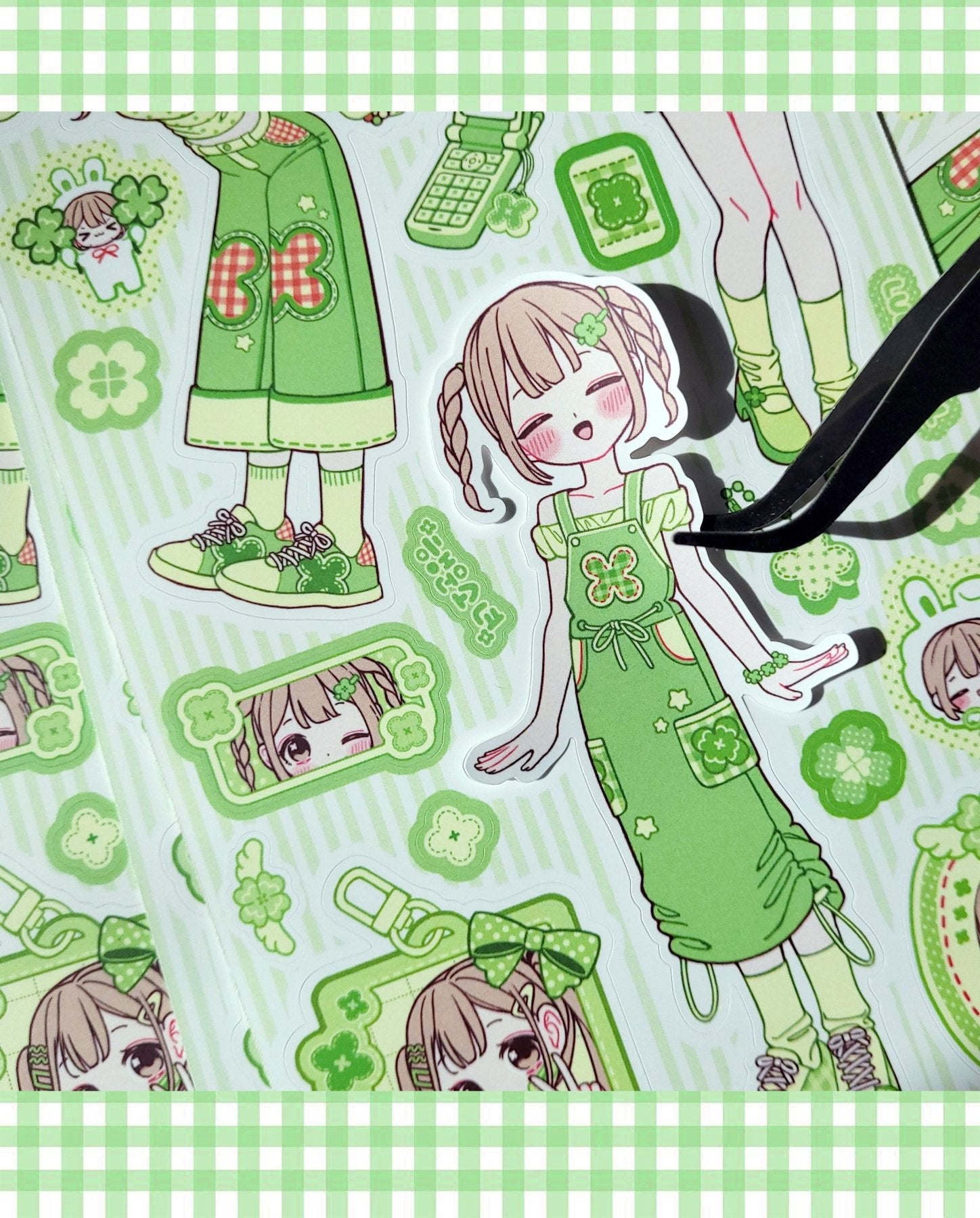 [GP05] NEW Ghost Peach 'Clover Friends' Sticker Sheet - Ghost Peach__korean_sticker_stationery