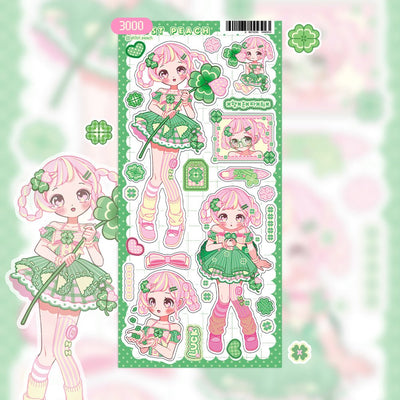 [GP06] NEW Ghost Peach 'Cute Clover' Sticker Sheet - Ghost Peach__korean_sticker_stationery
