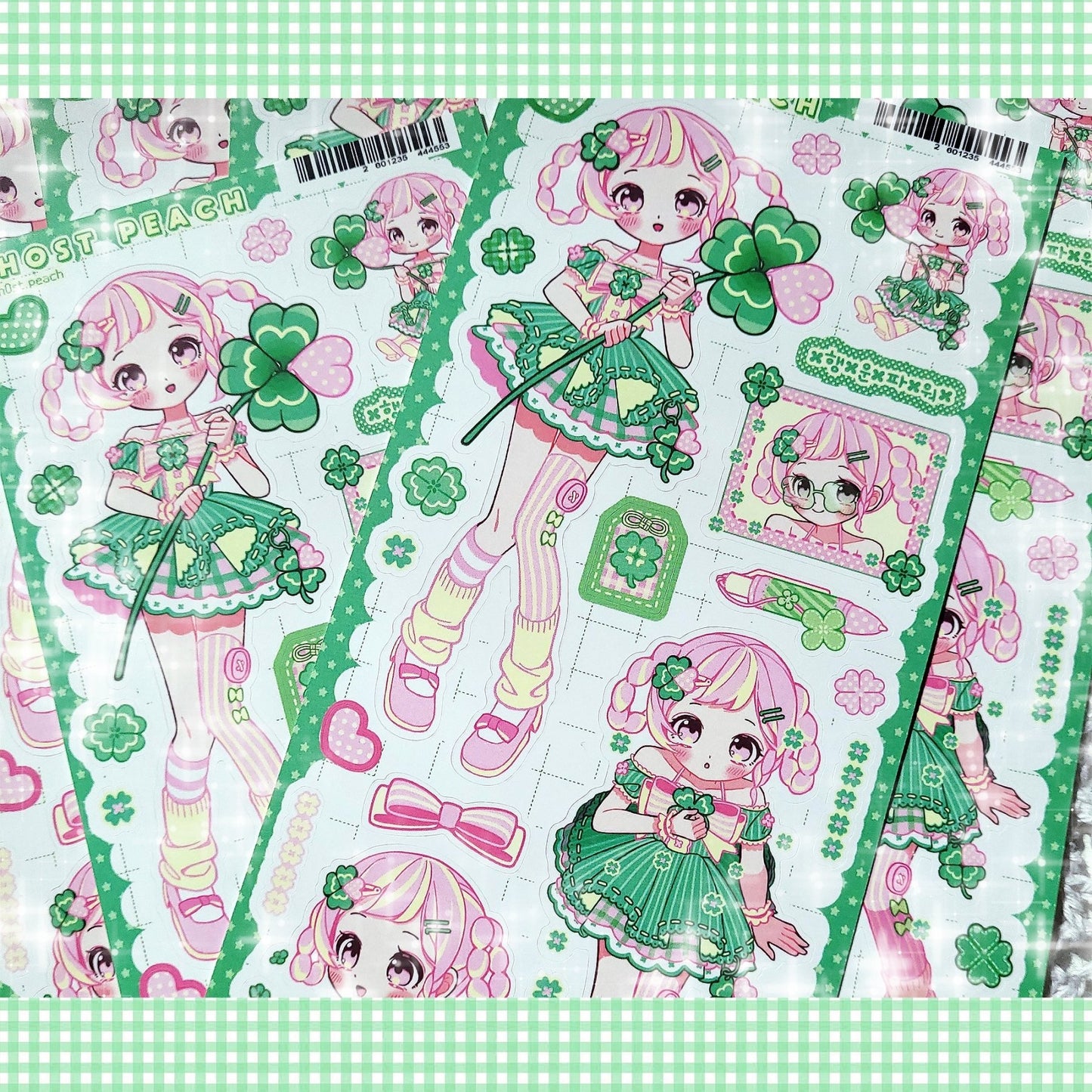 [GP06] NEW Ghost Peach 'Cute Clover' Sticker Sheet - Ghost Peach__korean_sticker_stationery