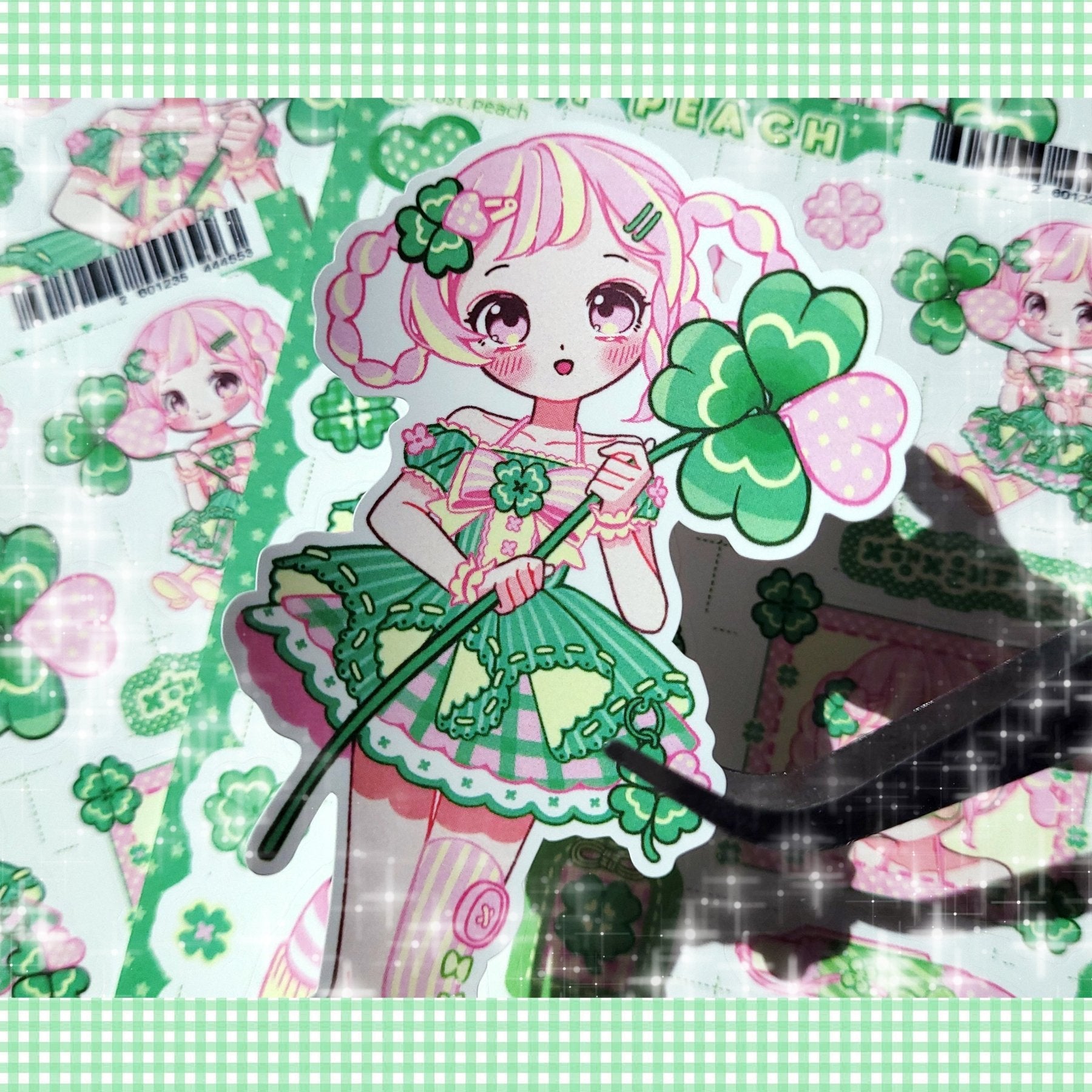 [GP06] NEW Ghost Peach 'Cute Clover' Sticker Sheet - Ghost Peach__korean_sticker_stationery