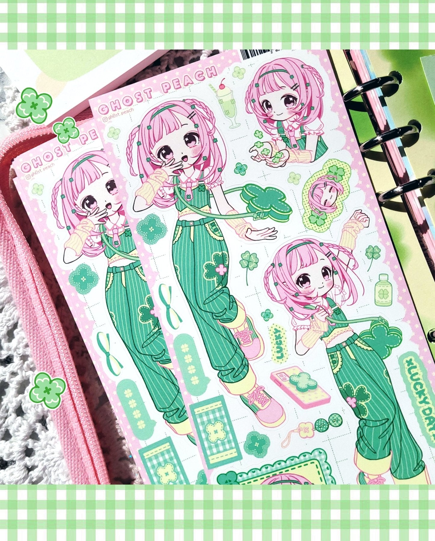 [GP07] NEW Ghost Peach 'Lovely Clover' Sticker Sheet - Ghost Peach__korean_sticker_stationery