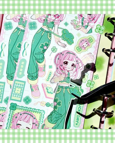 [GP07] NEW Ghost Peach 'Lovely Clover' Sticker Sheet - Ghost Peach__korean_sticker_stationery