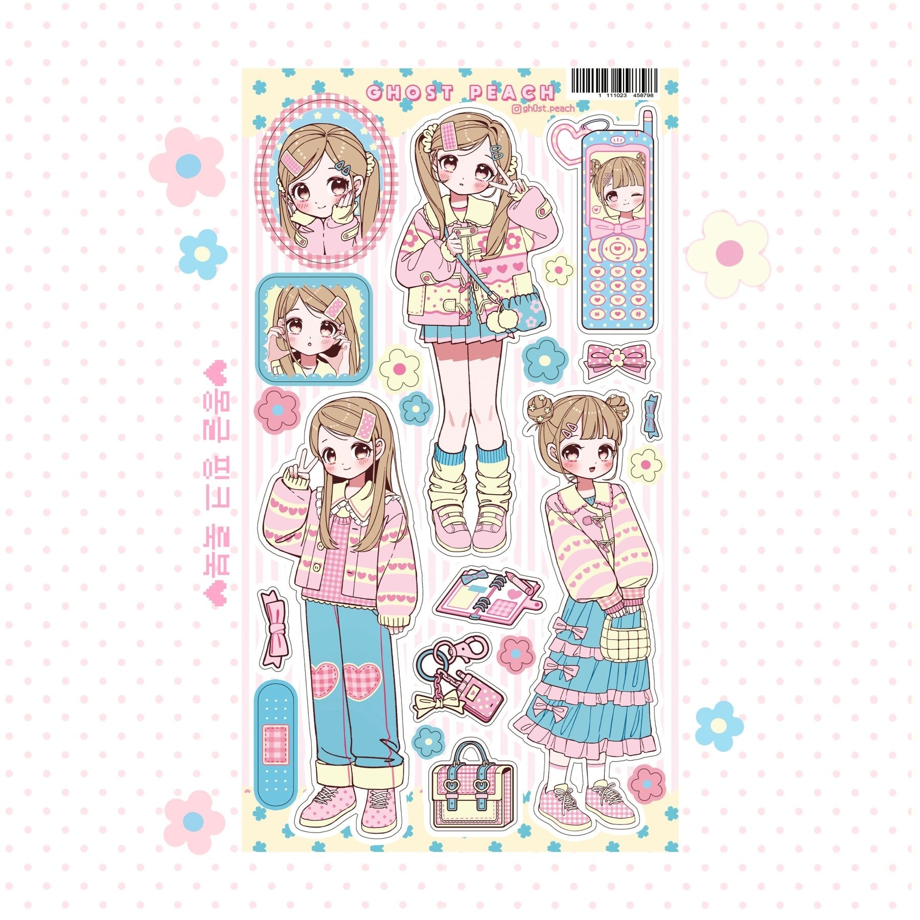 [GP08] NEW RESTOCK Ghost Peach 'Mongle Pink Lookbook' Sticker Sheet - Ghost Peach__korean_sticker_stationery
