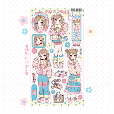 [GP08] NEW RESTOCK Ghost Peach 'Mongle Pink Lookbook' Sticker Sheet - Ghost Peach__korean_sticker_stationery
