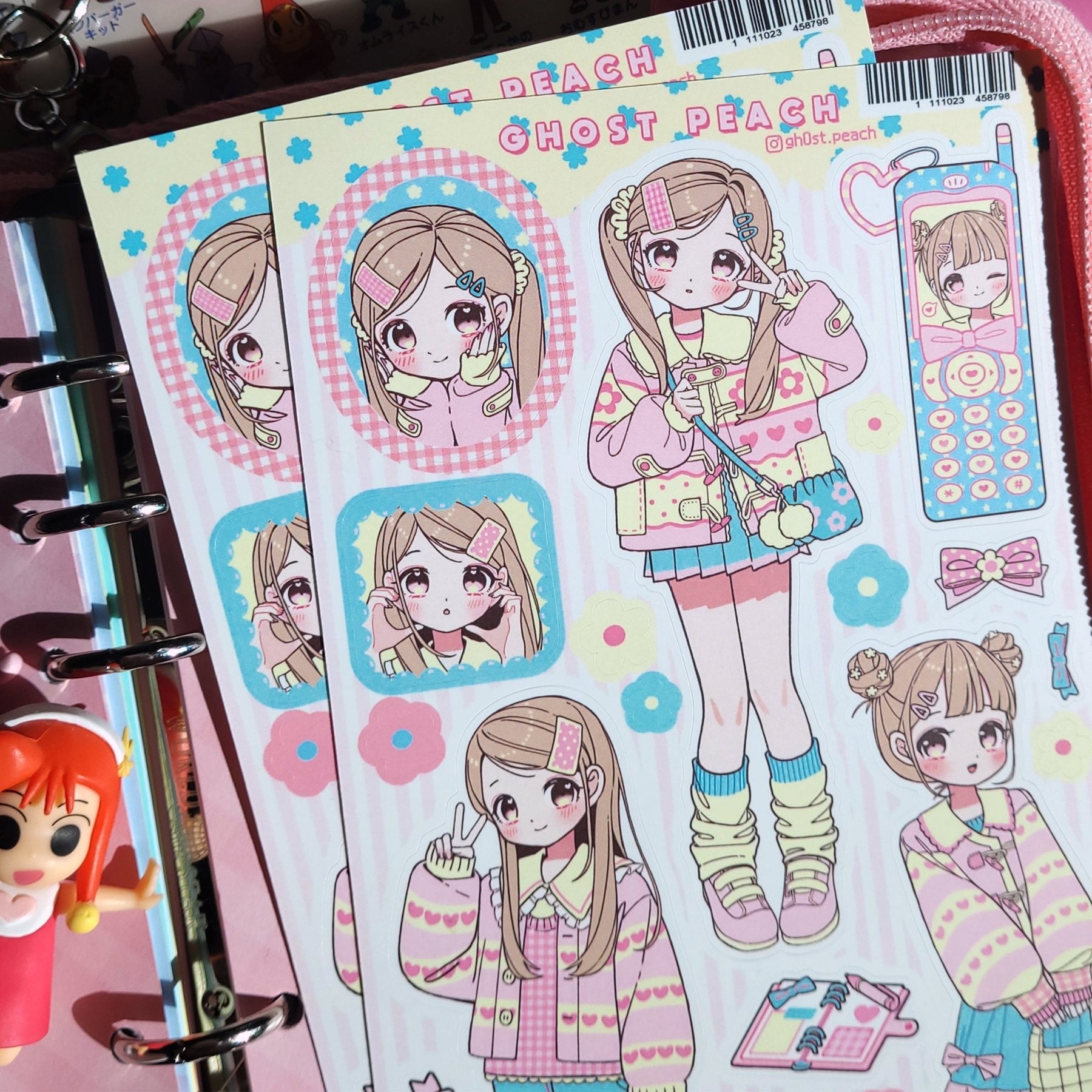 [GP08] NEW RESTOCK Ghost Peach 'Mongle Pink Lookbook' Sticker Sheet - Ghost Peach__korean_sticker_stationery