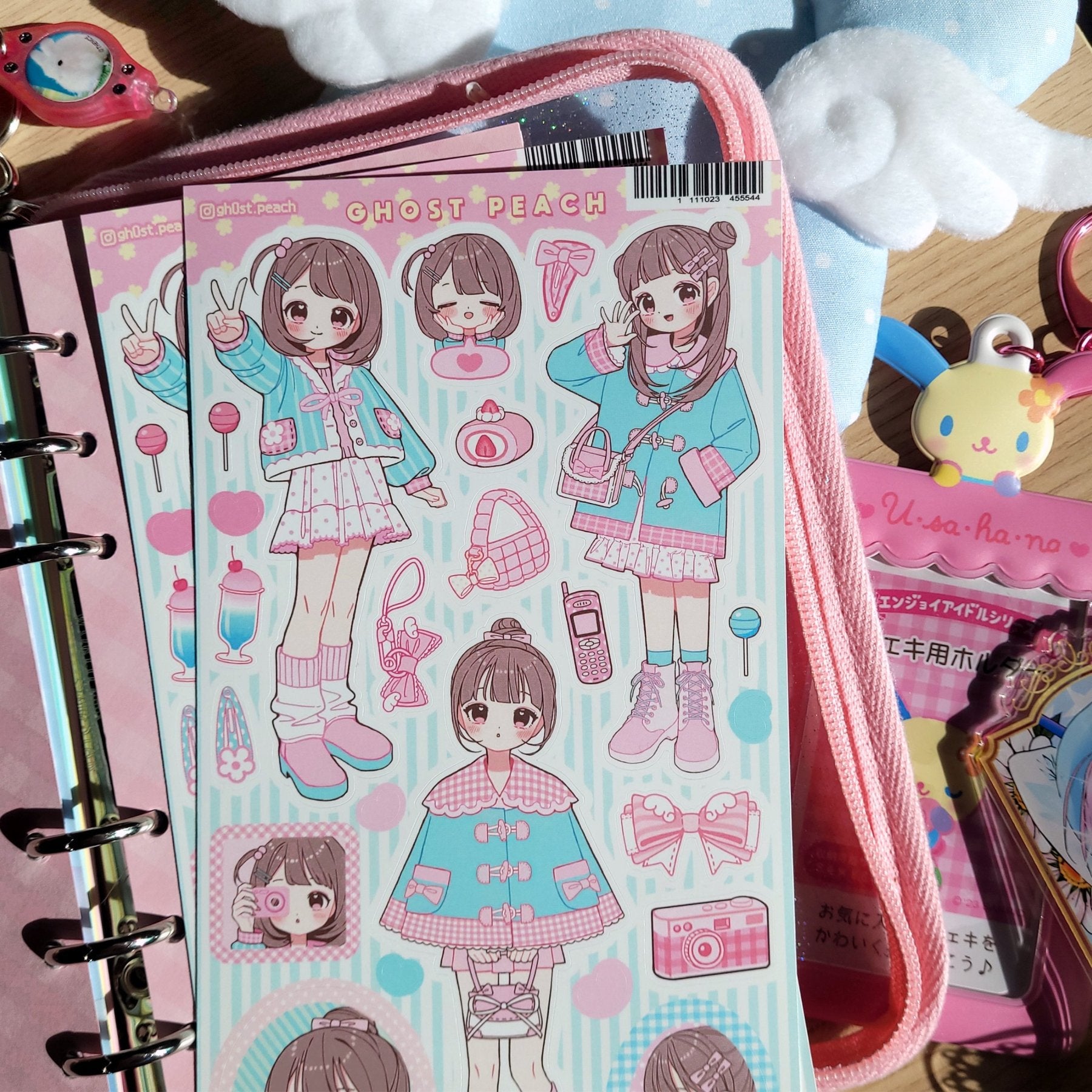 [GP09] NEW RESTOCK Ghost Peach 'Fluffy Soda Lookbook' Sticker Sheet - Ghost Peach__korean_sticker_stationery