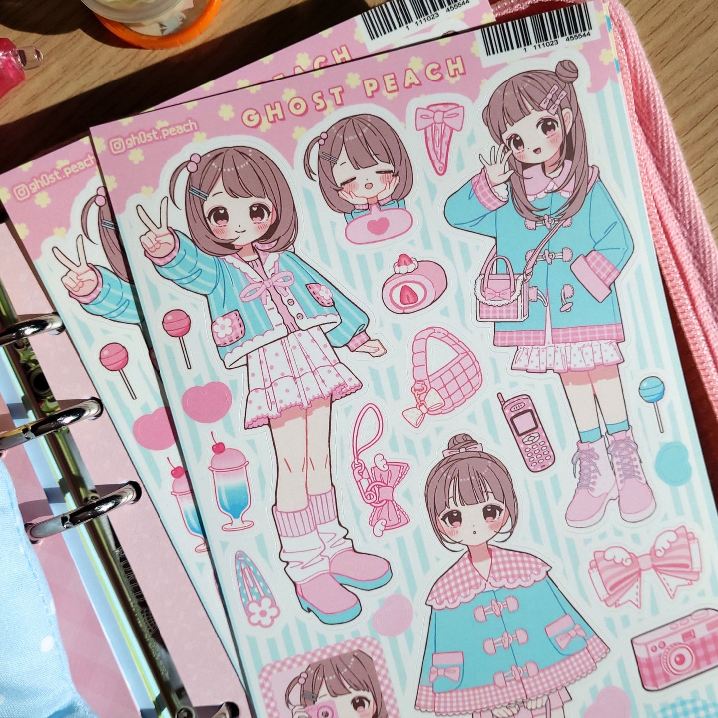 [GP09] NEW RESTOCK Ghost Peach 'Fluffy Soda Lookbook' Sticker Sheet - Ghost Peach__korean_sticker_stationery