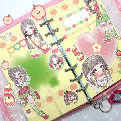 [GP11] NEW RESTOCK Ghost Peach 'Apple Girl Lookbook' Sticker Sheet - Ghost Peach__korean_sticker_stationery