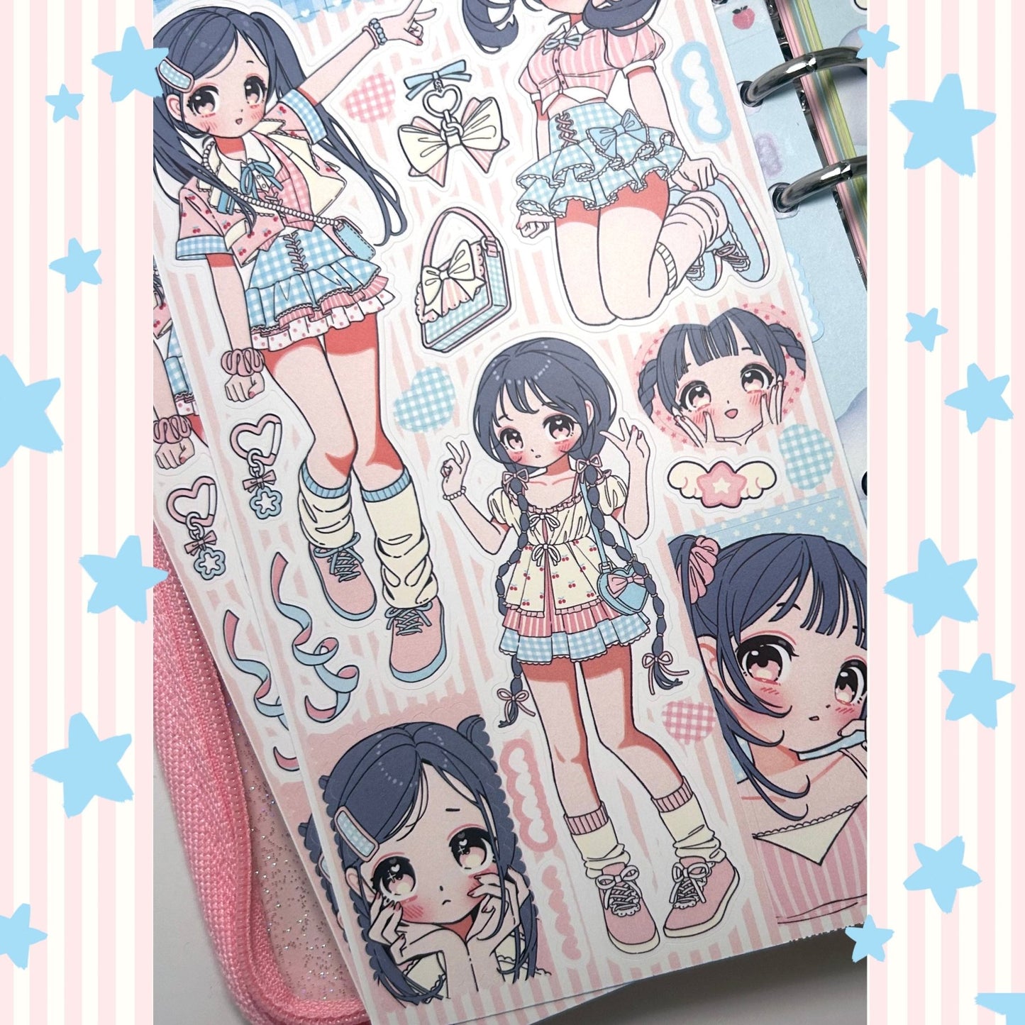[GP14] NEW RESTOCK Ghost Peach 'Cotton Blue Peach' Sticker Sheet - Ghost Peach__korean_sticker_stationery