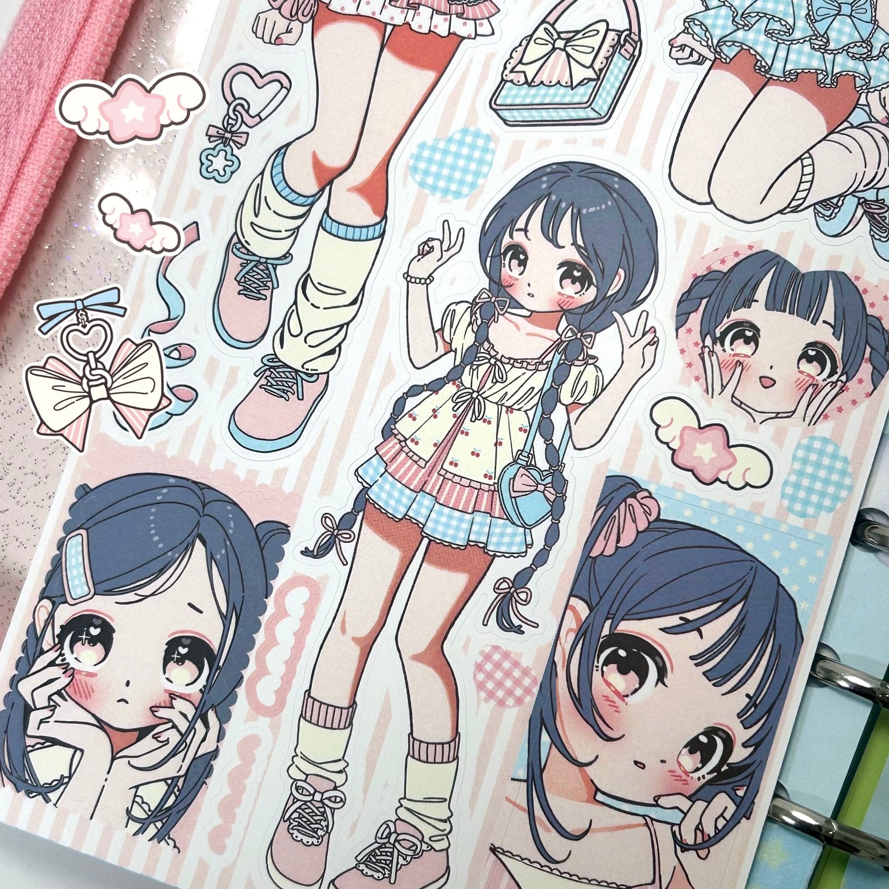 [GP14] NEW RESTOCK Ghost Peach 'Cotton Blue Peach' Sticker Sheet - Ghost Peach__korean_sticker_stationery