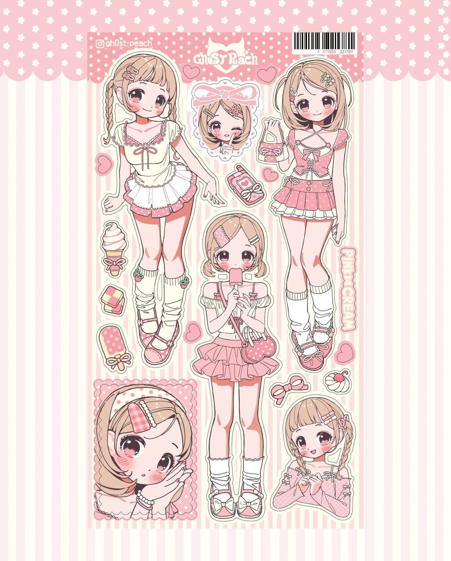 [GP15] NEW RESTOCK Ghost Peach 'Pink Cream Lookbook' Sticker Sheet - Ghost Peach__korean_sticker_stationery